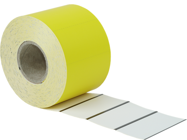 Regaletiketten Gelb 70x38mm mit Blackmarks Thermo-Eco-Karton 170g/qm - 900 Etiketten